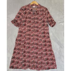 J. Jill Red and Black Patterned Midi Dress